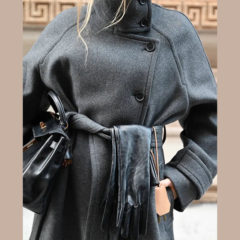 Seame CH - Celine Long Belted High Collar Coat - Jackets - ub1762253591248002490